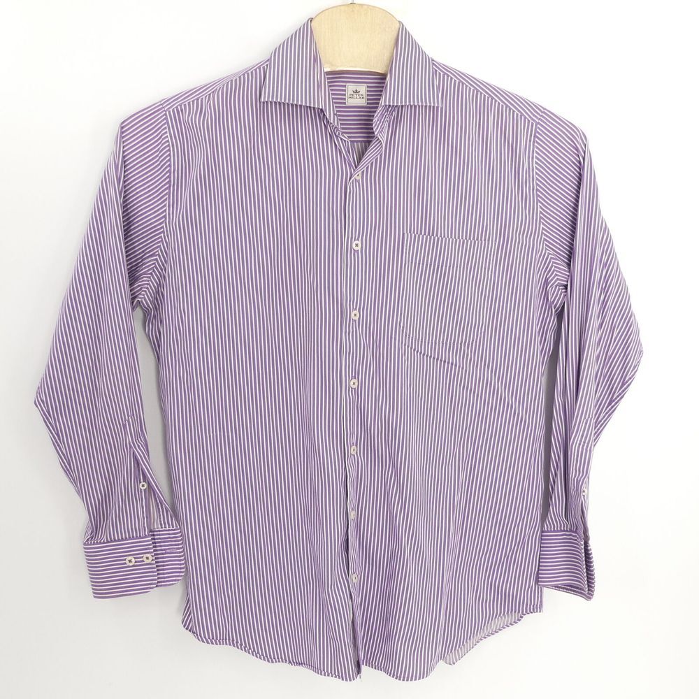 Peter Millar Long Sleeve Button Up Shirt Purple Stripe Men's Large L
